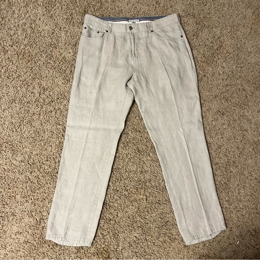 Peter Millar Cream Linen Pants Sz 38 x 32 EUC